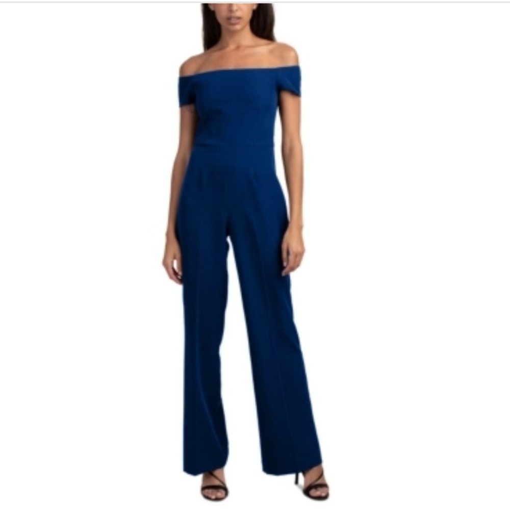 Trina Turk Women's Windsor Off-the-Shoulder blue Jumpsuit size 0